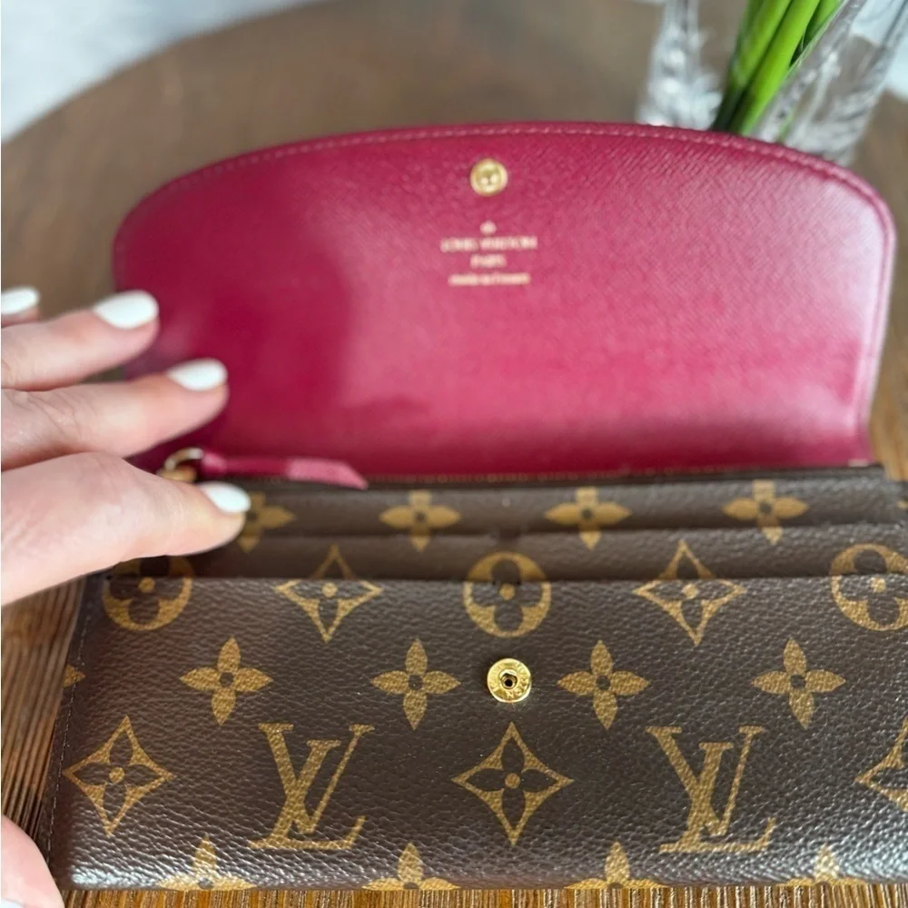 Louis Vuitton Emilie Wallet with Pink Lining and Accents